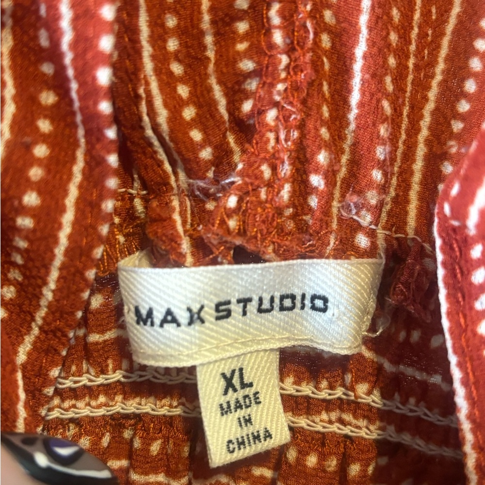 Max Studio Rust Smocked jumpsuit - Picture 2 of 4